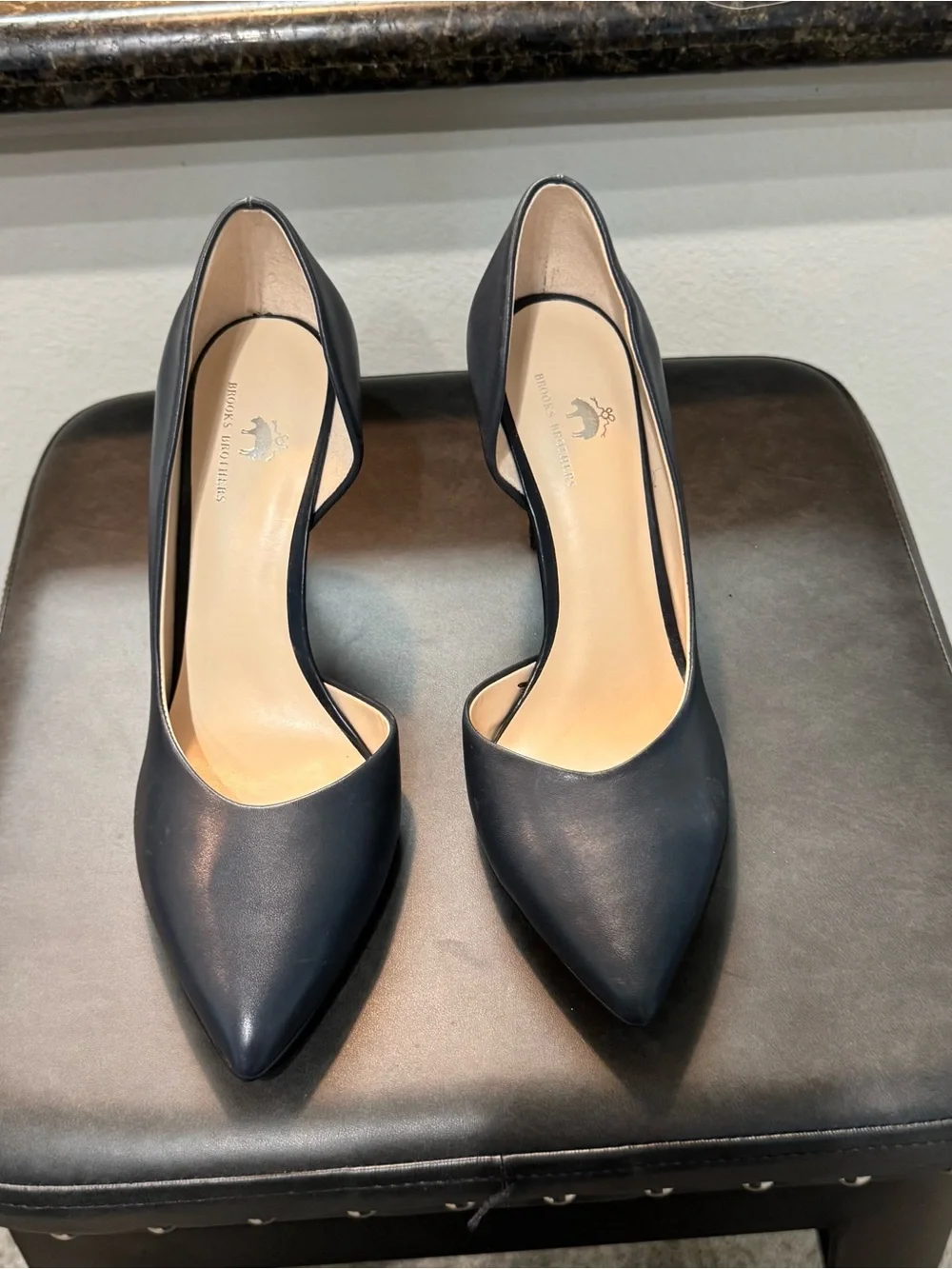 Brooks Brothers Navy Pointed D'Orsay Heels